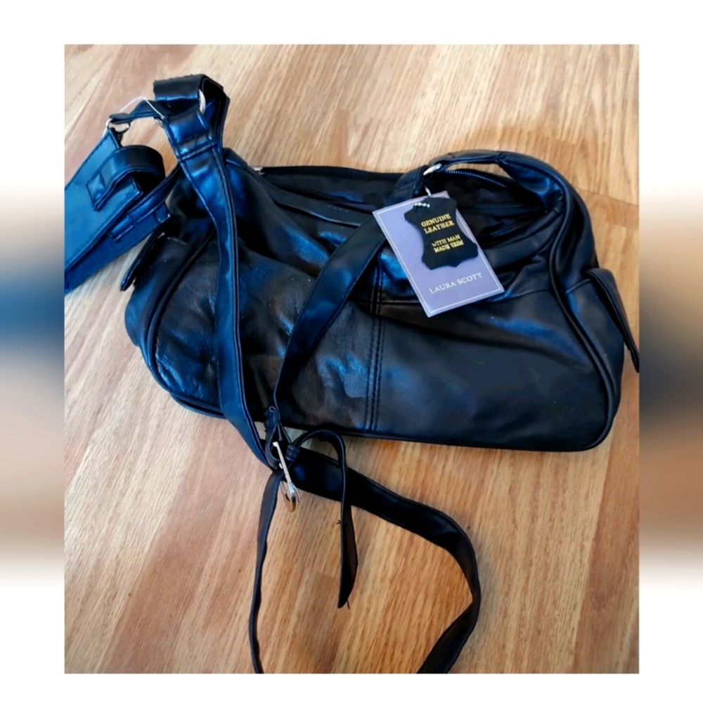 Lauren Scott Black Leather Shoulder Bag